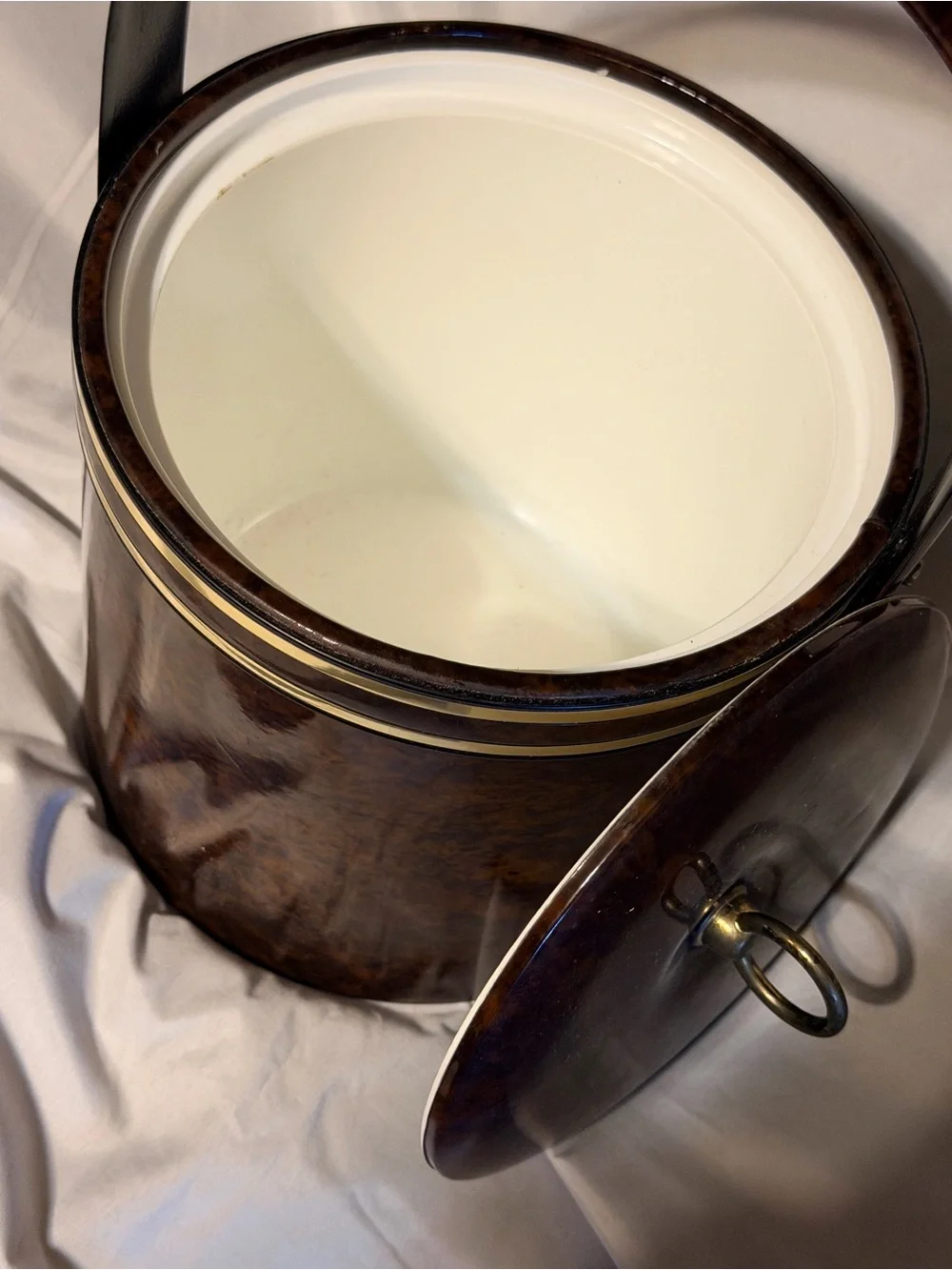 Vintage Georges Briard Faux Tortoise Ice Bucket Brass MCM Barware